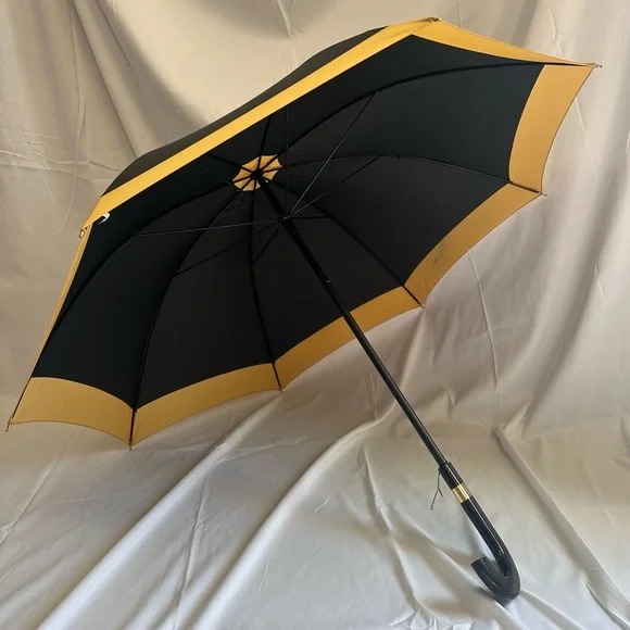 Fendi Parfumes Gold & Black Vintage Large Rain Umbrella - Picture 3 of 17
